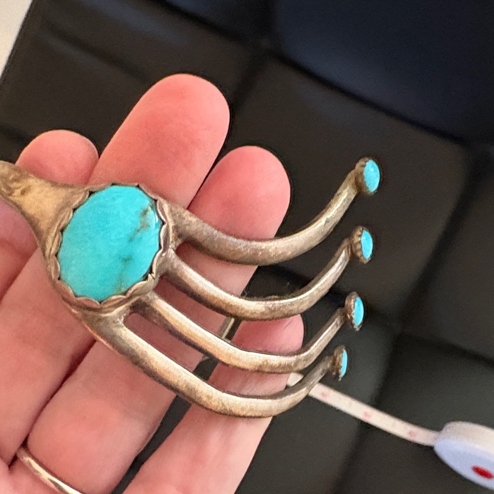 Turquoise and Silver Fork Cuff Bracelet